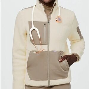 Figs On Shift Sherpa Fleece Jacket Oatmeal/Latte